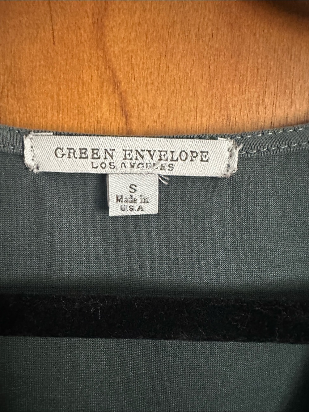 Green Envelope Zip-Front Short Sleeve Top in Sage - Picture 3 of 3
